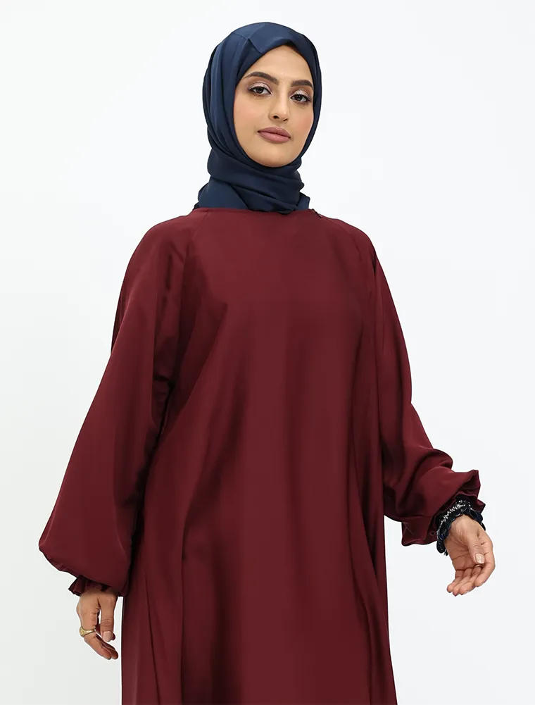 Maroon Zip Umbrella Abaya